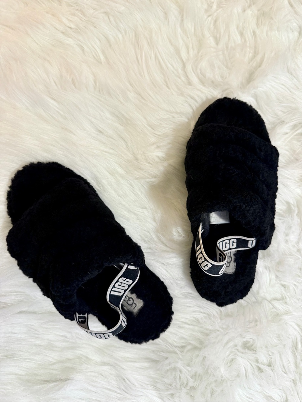 UGG Women’s Fluff Yeah Slide slippers in classic in Black - Picture 5 of 9
